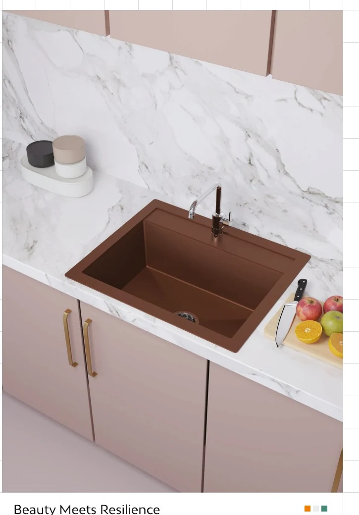 Single Bowl Quartz Sink, 20 × 24 × 8 in