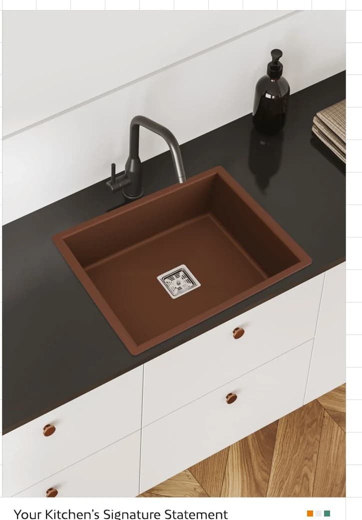 Single Bowl Quartz Sink, 21 × 18 × 9 in