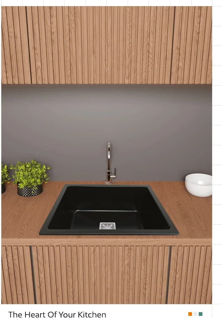 Single Bowl Quartz Sink, 24 × 18 × 9 in