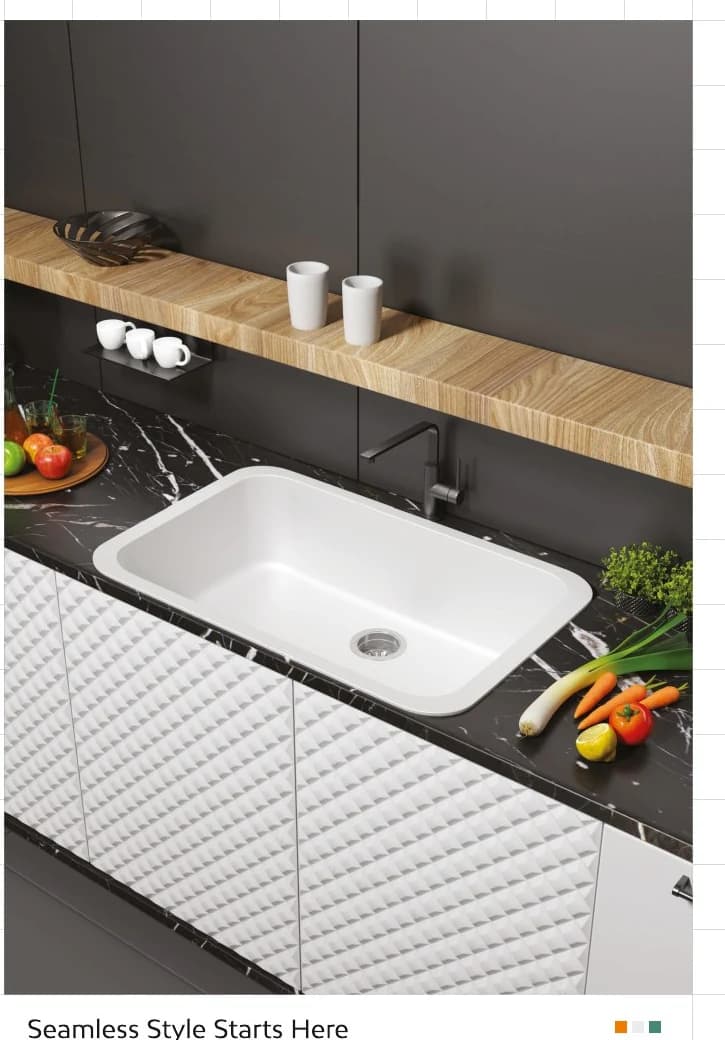 Single Bowl Quartz Sink, 31 × 19 × 9 in