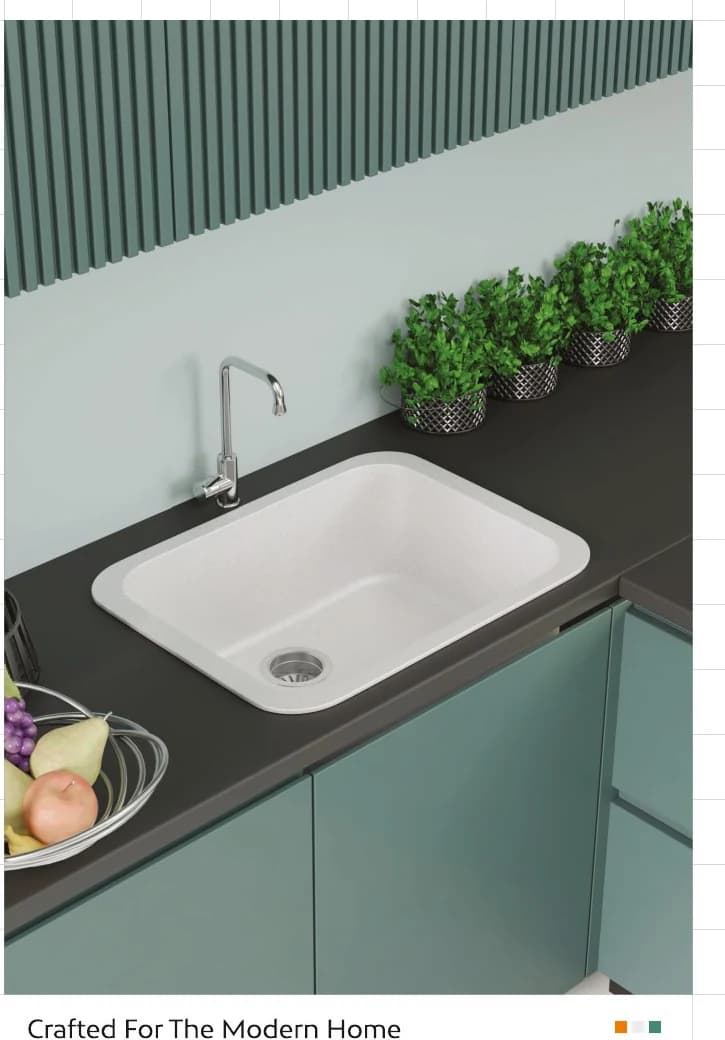 Round Bowl Quartz Sink, 24 × 18 × 9 in